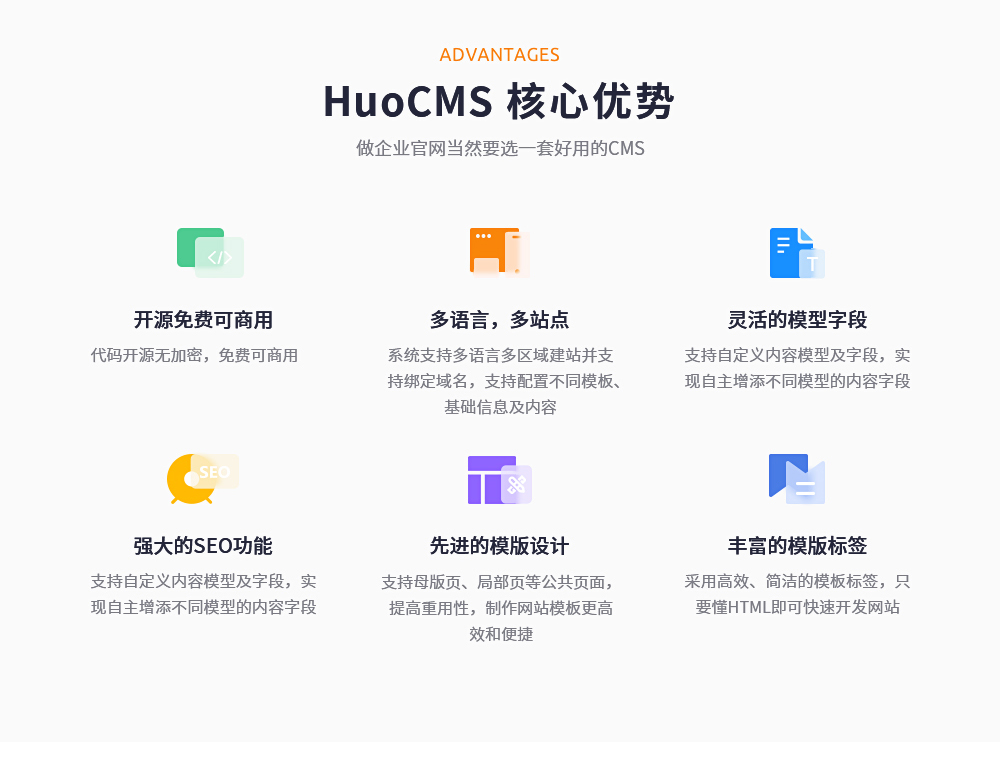 HuoCMS基于thinkphp6.0 + elementui 多站点多语言CMS系统源码